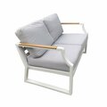 Direct Wicker 1 Piece Outdoor Garden White Iron Love-seat Sofa with Grey Cushions UBS-2101-LS-White